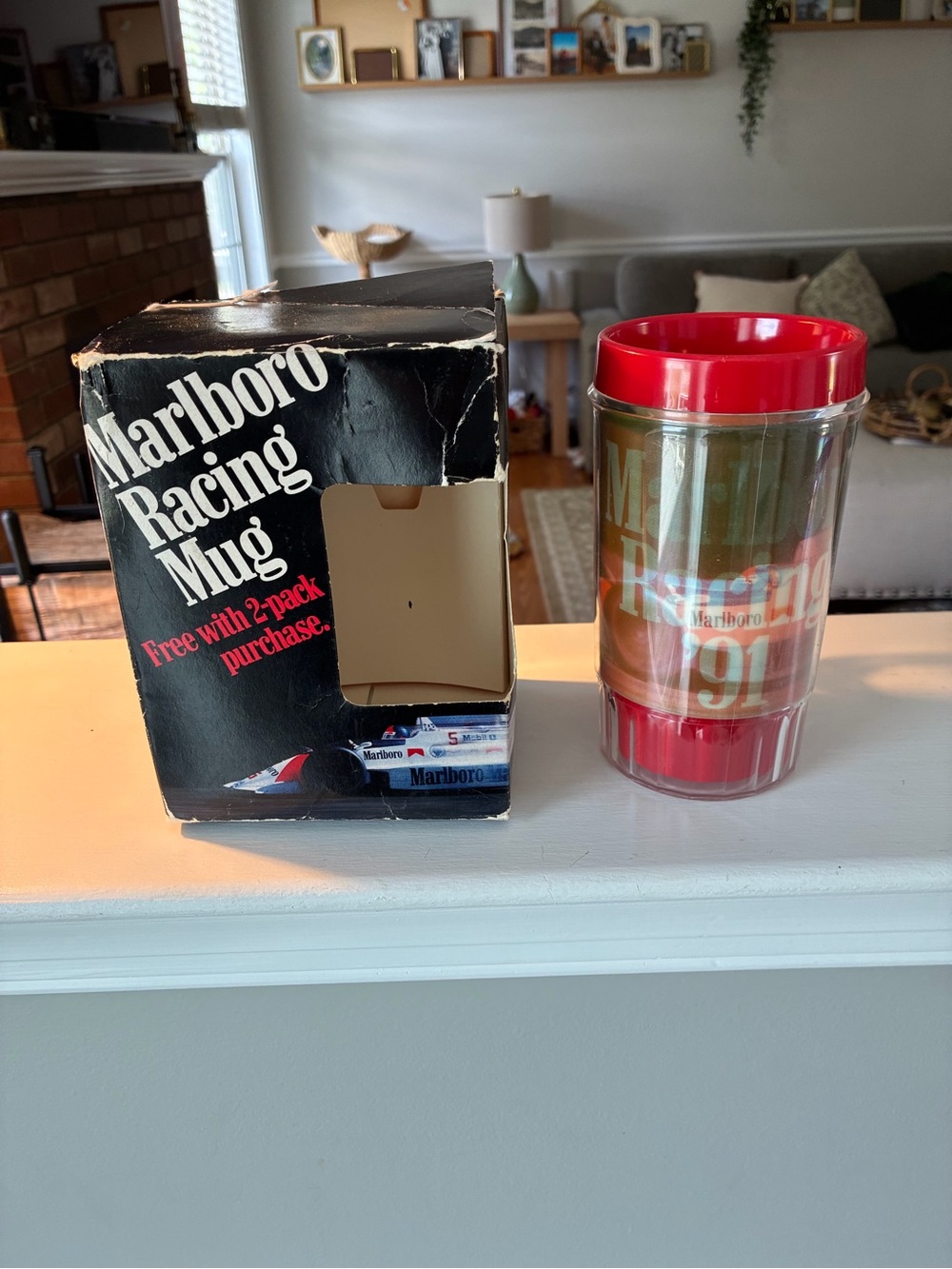 New Marlboro Red and Gold Racing Travel Mug in Original Box 1991